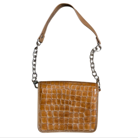 Brighton Croc-Embossed Tan Leather Shoulder Purse Small - Picture 3 of 8